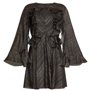 BCBGMAXAZRIA Black Metallic Ruffle Night Out Dress